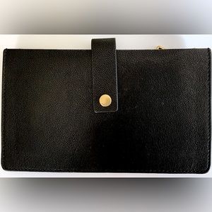 Fossil Leather Accordion Wallet Pebbled Black Leather New No Tags 4”Hx7”Wx.5”D